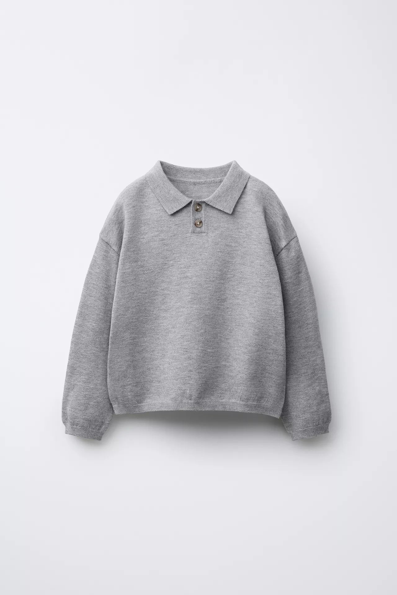 BASIC KNITTED POLO - GREY